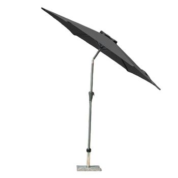 Charcoal Aluminium Tilting Round Outdoor Parasol with Granite Base - 270cm