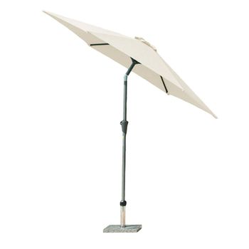 Ecru Aluminium Tilting Round Outdoor Parasol with Granite Base - 270cm