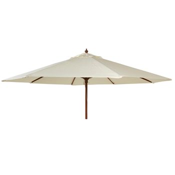 Ecru Eucalyptus Wood Round Outdoor Parasol with Granite Base - 270cm