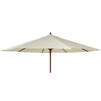 Ecru Eucalyptus Wood Round Outdoor Parasol with Granite Base - 300cm