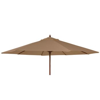 Taupe Eucalyptus Wood Round Outdoor Parasol with Granite Base - 300cm