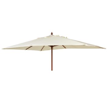 Ecru Eucalyptus Wood Outdoor Parasol with Granite Base - 300cm x 200cm