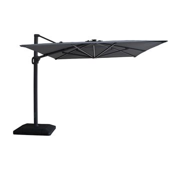 Aramis LED Charcoal Grey Outdoor Cantilever Parasol with Base - 3m x 4m