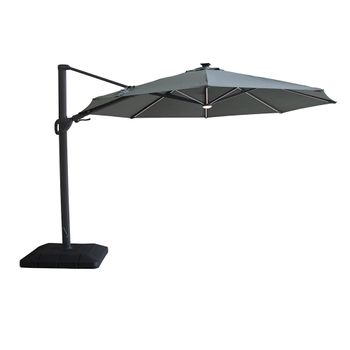 Aramis LED Oil Green Outdoor Cantilever Parasol with Base - 3m x 4m
