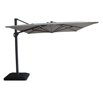Aramis LED White Pepper Beige Outdoor Cantilever Parasol with Base - 3m x 4m