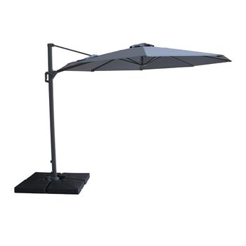 Helios Charcoal Grey Round Outdoor Cantilever Parasol with Base - 3m