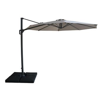 Helios Clay Beige Round Outdoor Cantilever Parasol with Base - 3m