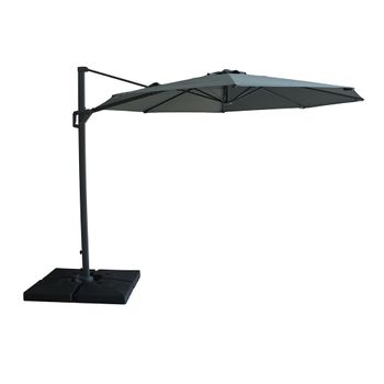 Helios Oil Green Round Outdoor Cantilever Parasol with Base - 3m