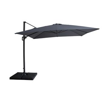 Helios Charcoal Grey Square Outdoor Cantilever Parasol with Base - 3m x 3m