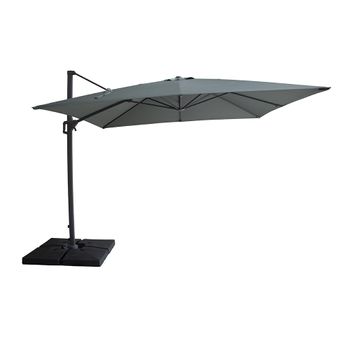 Helios Oil Green Square Outdoor Cantilever Parasol with Base - 3m x 3m
