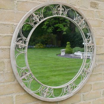 Garden White Metal Round Wall Mirror - 70cm x 70cm