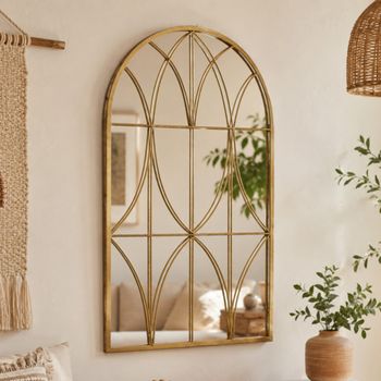 Gold Metal Frame Arch Wall Mirror