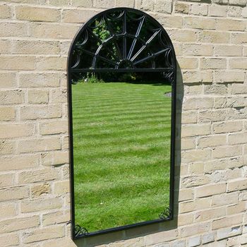Garden Black Metal Rounded Arch Mirror
