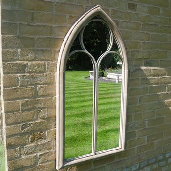 Garden White Metal Arch Mirror