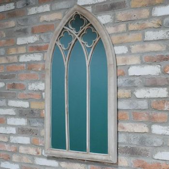 Garden Beige Metal Arch Style Mirror