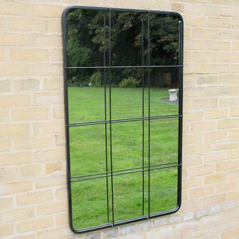 Garden Black Metal Curved Mirror
