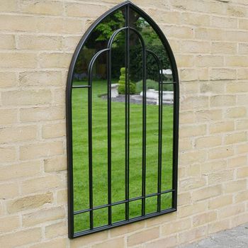 Garden Black Metal Arch Mirror