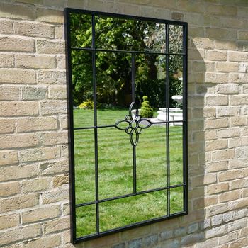 Garden Black Metal Rectangular Mirror