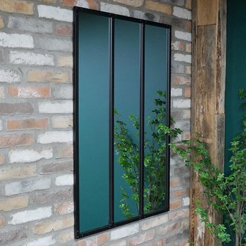 Black Metal Large Rectangular Wall Mirror