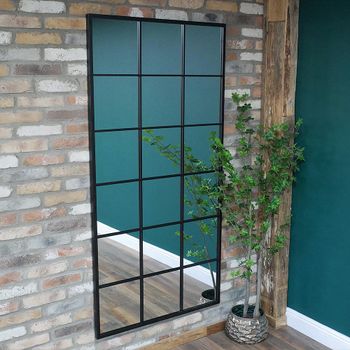 Black Metal Industrial Large Wall Mirror