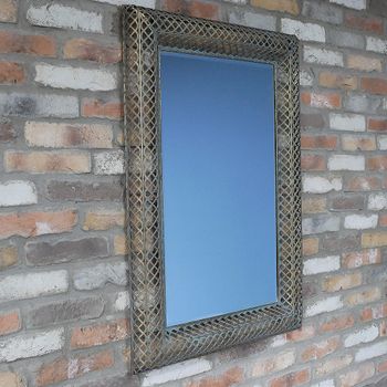 Set of 2 Gold Metal Rustic Rectangular Wall Mirror