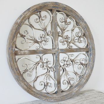 Rustic Vintage Style Round Wall Mirror