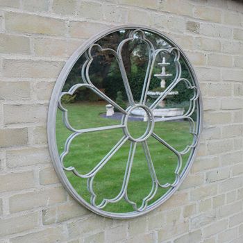 Garden White Metal Rustic Round Mirror