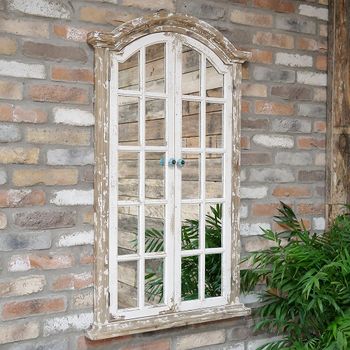 White Window Look Rectangular Wall Mirror