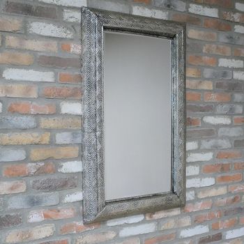 Silver Metal Large Rectangular Wall Mirror