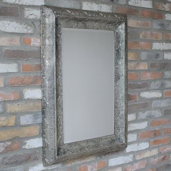 Silver Metal Rectangular Wall Mirror