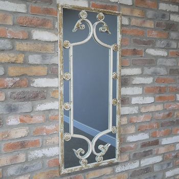White Rustic Metal Rectangular Wall Mirror