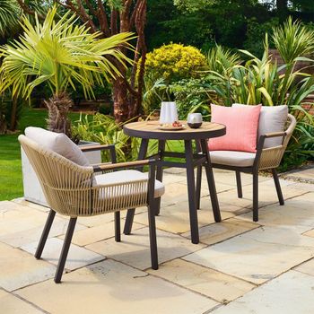 Bali Aluminium Powder Coated Garden Round 2 Chairs Bistro Set