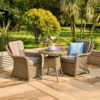 Arlington Round 2 Chairs Bistro Set Luxury Rattan