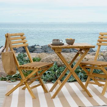 Cuenca Brown Teak Wood 2 Seater Square Cafe Set