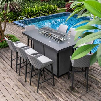 Regal Garden 8 Seater Fire Pit Table Flanelle Bar Set