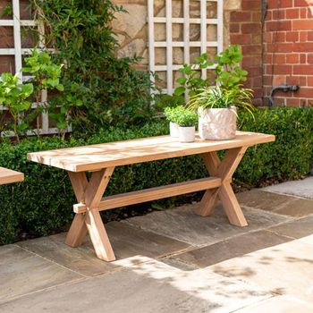 Plank Teak Wood Garden Bench