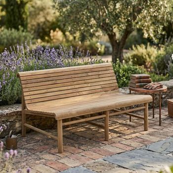 Station Outdoor Bench Double Natural Teak Wood