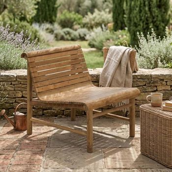 Station Outdoor Bench Single Natural Teak Wood