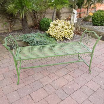Garden Bench Stool Style Antique Green Metal