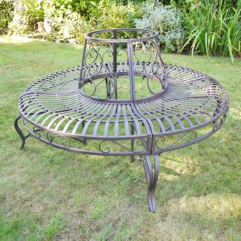 Garden Bench Tree Style Black Metal
