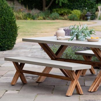 Burford Grey Faux Concrete Small Outdoor Bench
