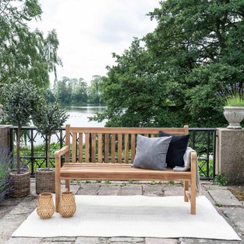 Keota Garden Bench with Back Natural Teak Wood