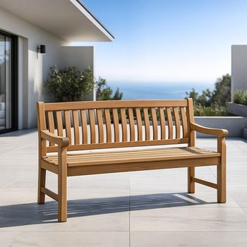 Patrick Natural Teak Wood Garden 120cm Bench
