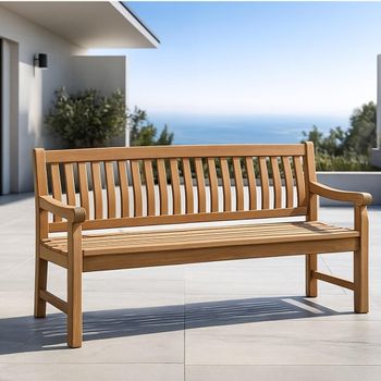 Patrick Natural Teak Wood Garden 180cm Bench