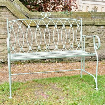 Garden Bench Pistachio Button Green Metal