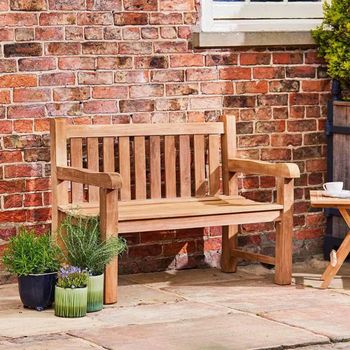 Windsor Outdoor Teak Bench 2 Seater 120cm Brown