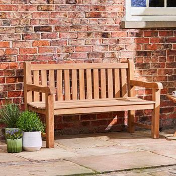 Windsor Outdoor Teak Bench 3 Seater 150cm Brown