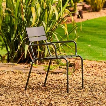 Oslo Garden Stacking Dining Grey Metal Armchair