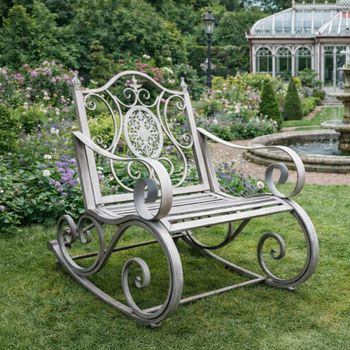 Garden Chair Rocking Antique Grey Metal