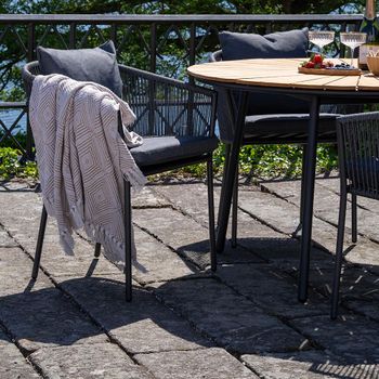 4 x Salerno Garden Dining Black Metal Armchair